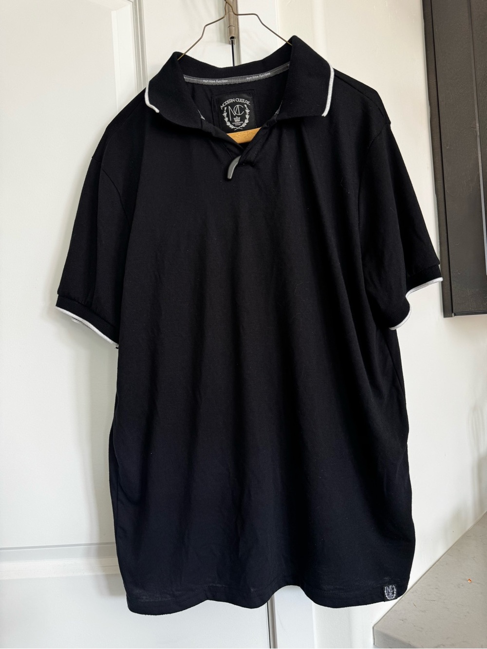 Black Polo with White Trim - Classic Short Sleeve Polo